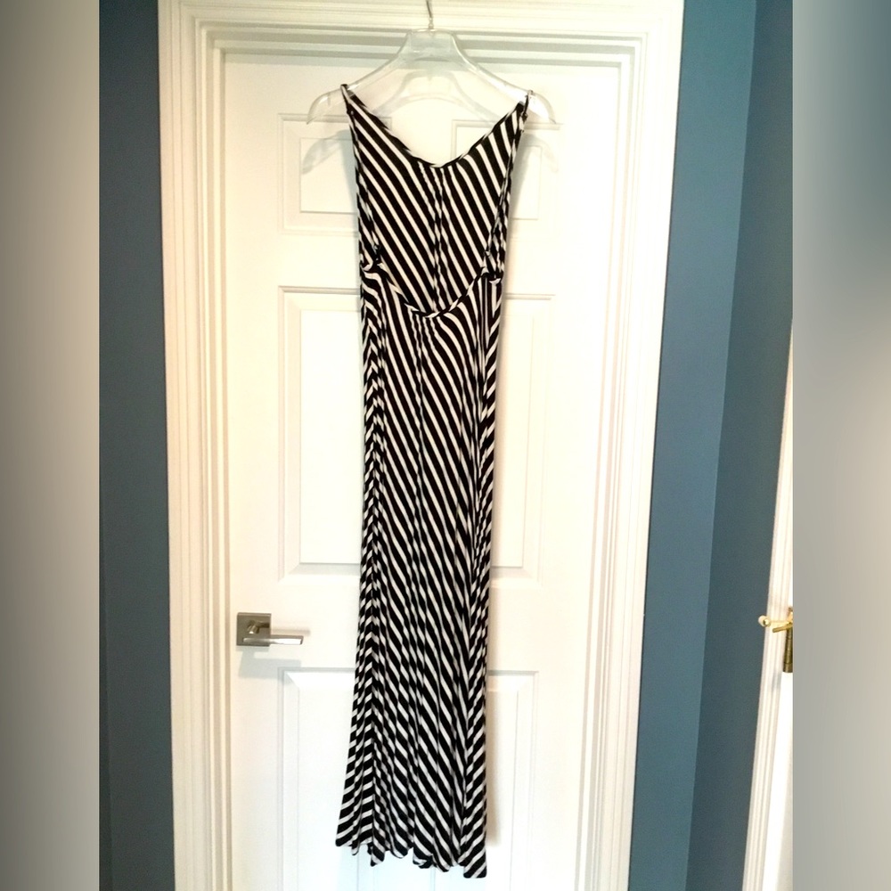LM Beach maxi dress, black and white stripes, size Med